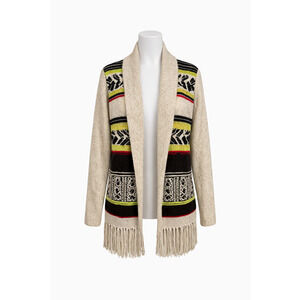 Princess Vera Wang Boho Fringe Cardigan Sweater Pockets Size Small